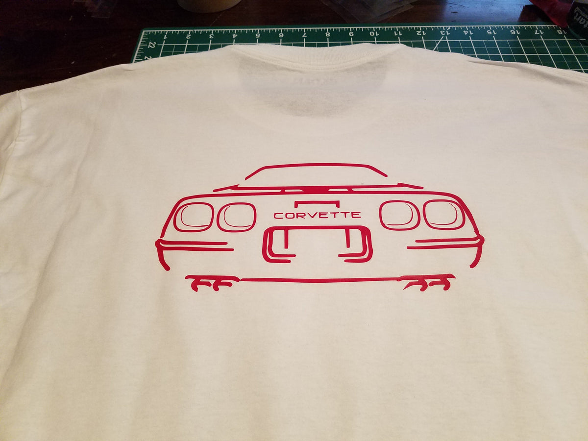 CORVETTE C4  SILHOUETTE T-SHIRT 91-96 FRONT AND BACK PRINT
