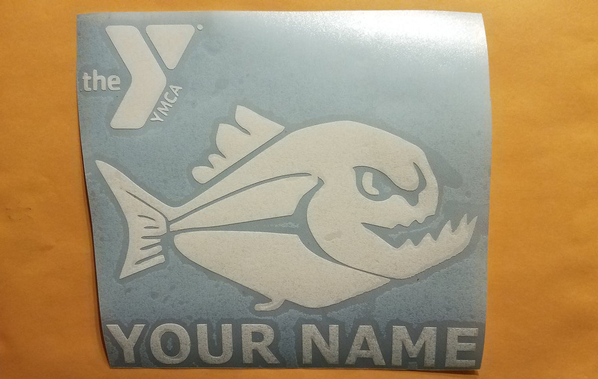 INDY PIRANHA VINYL DECAL WITH NAME