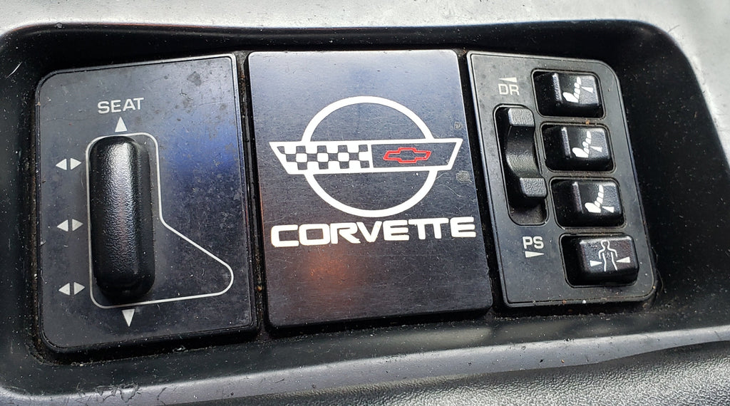 CORVETTE C4 LOGO VINYL DECAL LETTERING 92-96 POWER SEAT PANEL