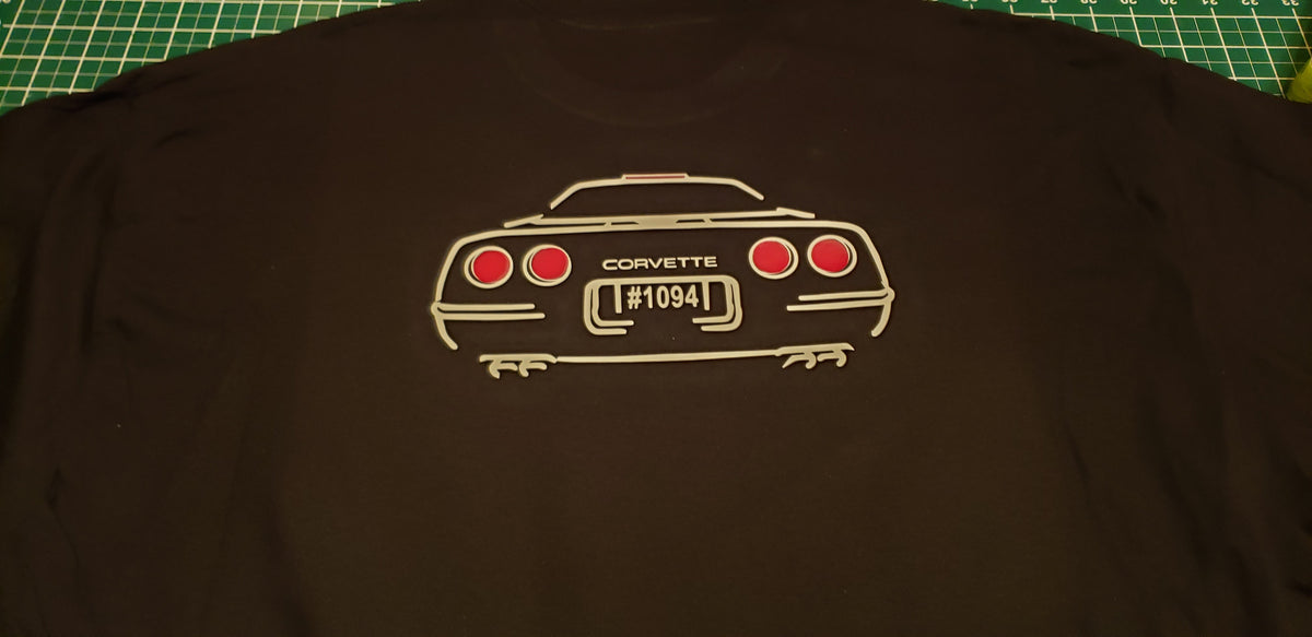 1988 CORVETTE C4 SILHOUETTE SHIRT FRONT & BACK 35th ANNIVERSARY