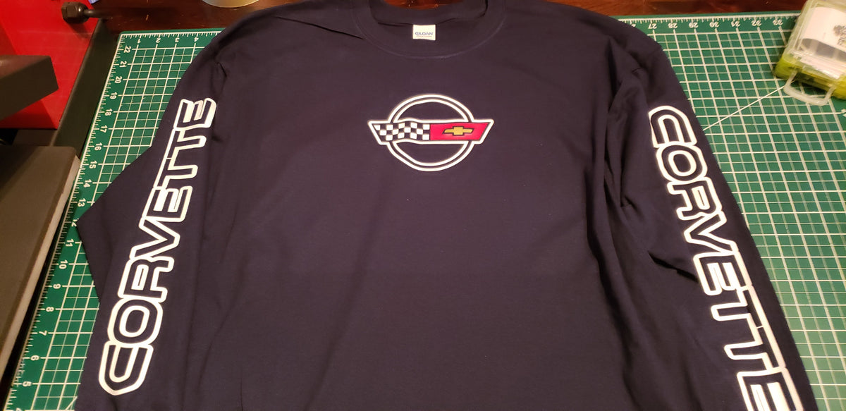 84-90 CORVETTE C4 SWEATSHIRT SCRIPT ON SLEEVES & LOGO ON FRONT