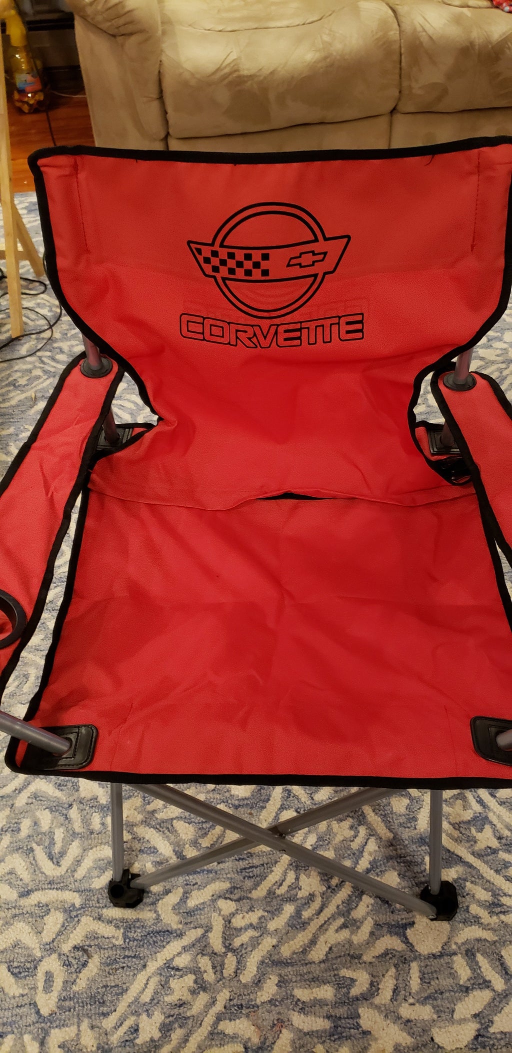 CORVETTE C4 CUSTOM CAR SHOW FOLDING CHAIR LOGO FRONT AND BACK