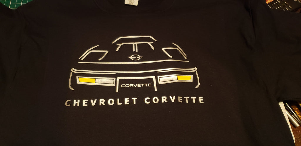 CORVETTE C4 SILHOUETTE T-SHIRT 86-90 FRONT & BACK