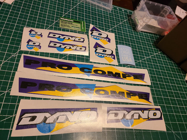 DYNO PRO COMPE DECAL SET 1990 1991 VINTAGE BMX