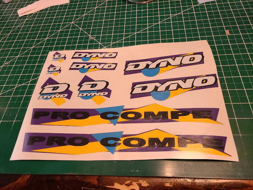 DYNO PRO COMPE DECAL SET 1990 1991 VINTAGE BMX