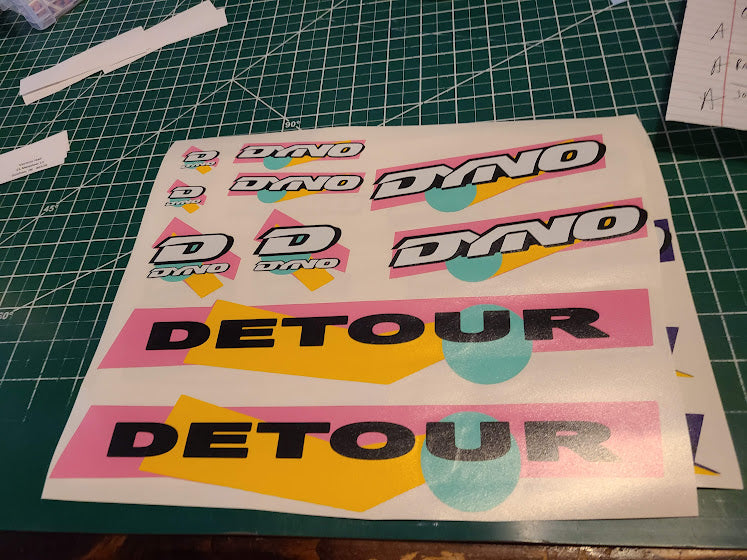 DYNO DETOUR DECAL SET 1990 1991 VINTAGE BMX