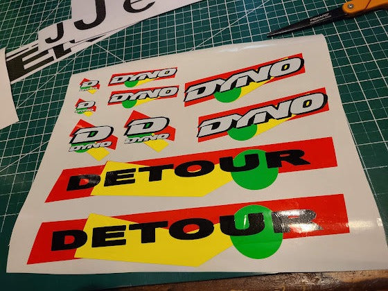 DYNO DETOUR DECAL SET 1990 1991 VINTAGE BMX NEON