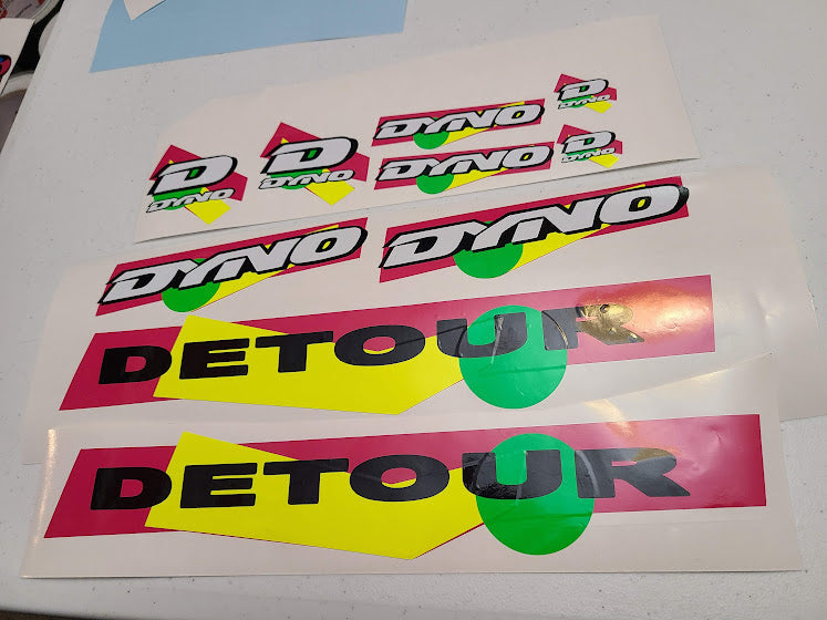 DYNO DETOUR DECAL SET 1990 1991 VINTAGE BMX NEON