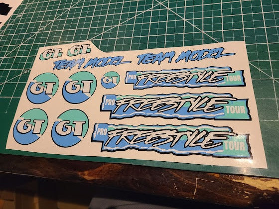 BMX GT FREESTYLE PRO TOUR TEAM MODEL DECAL SET 86 87 88 89