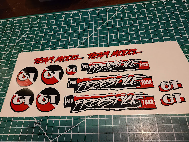 BMX GT FREESTYLE PRO TOUR TEAM MODEL DECAL SET 86 87 88 89