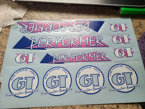 GT HUNTINGTON BEACH PERFORMER DECAL SET 86 87 88 VINTAGE BMX