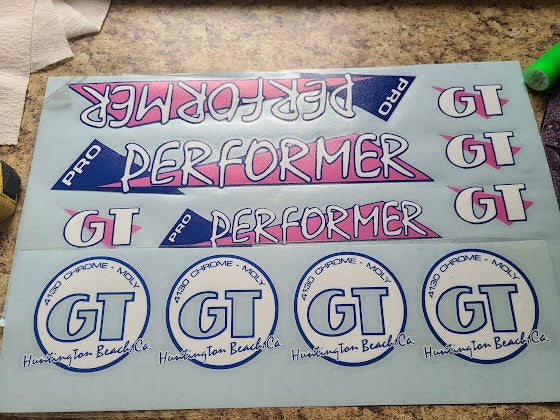 GT HUNTINGTON BEACH PRO PERFORMER DECAL SET 86 87 88 VINTAGE BMX