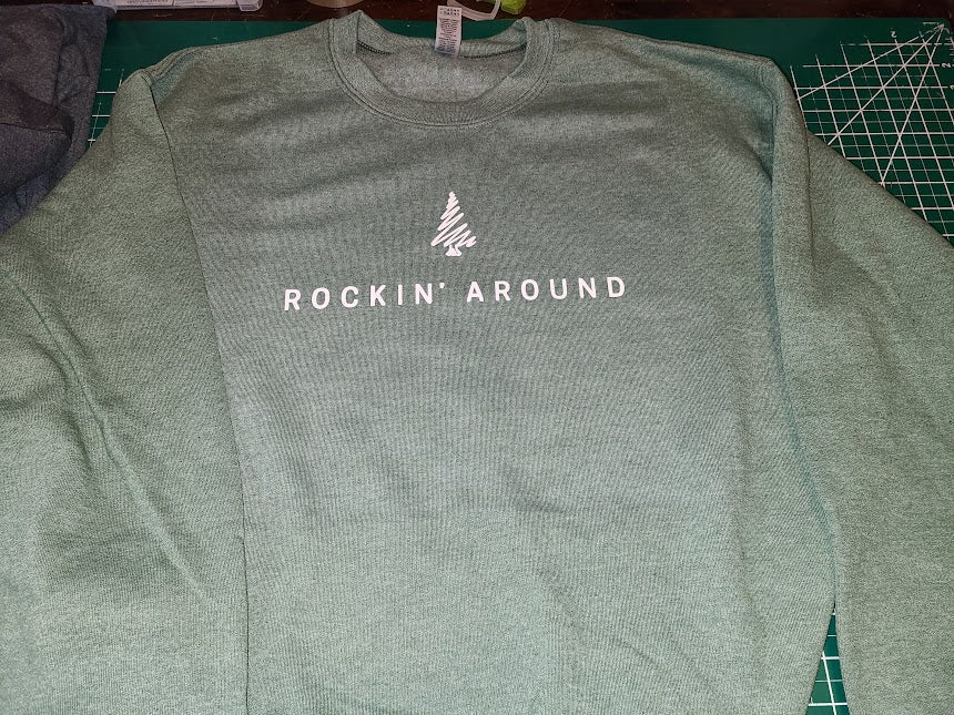 ROCKIN' AROUND THE CHRISTMAS TREE T-SHIRT, HOODIE, LONG SLEEVE, CREW NECK SWEATSHIRT