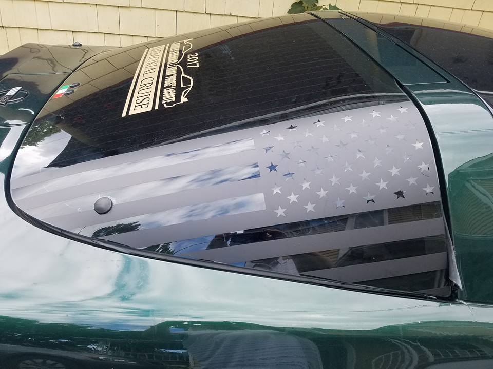 CORVETTE C4 REAR HATCH GLASS AMERICAN FLAG VINYL DECAL SET 84-96