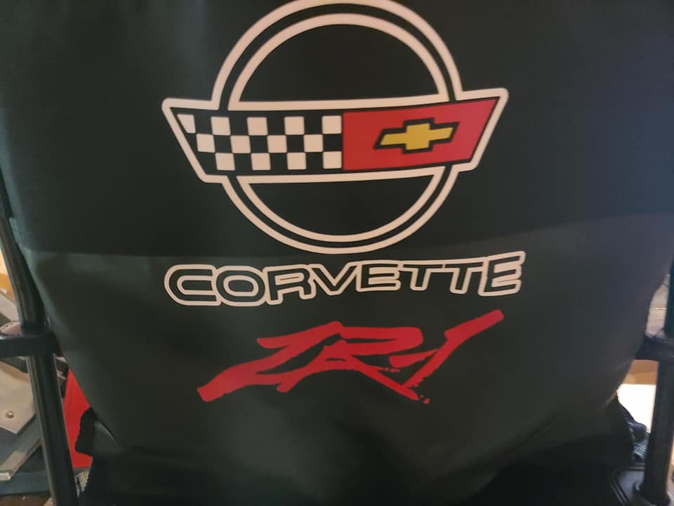 CORVETTE C4 CUSTOM CAR SHOW FOLDING CHAIR LOGO FRONT AND BACK
