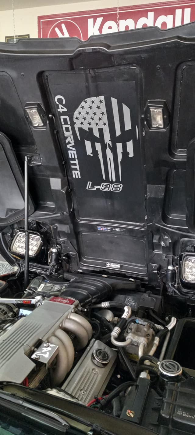 CORVETTE PUNISHER DECAL FOR UNDER HOOD WITH CORVETTE TEXT