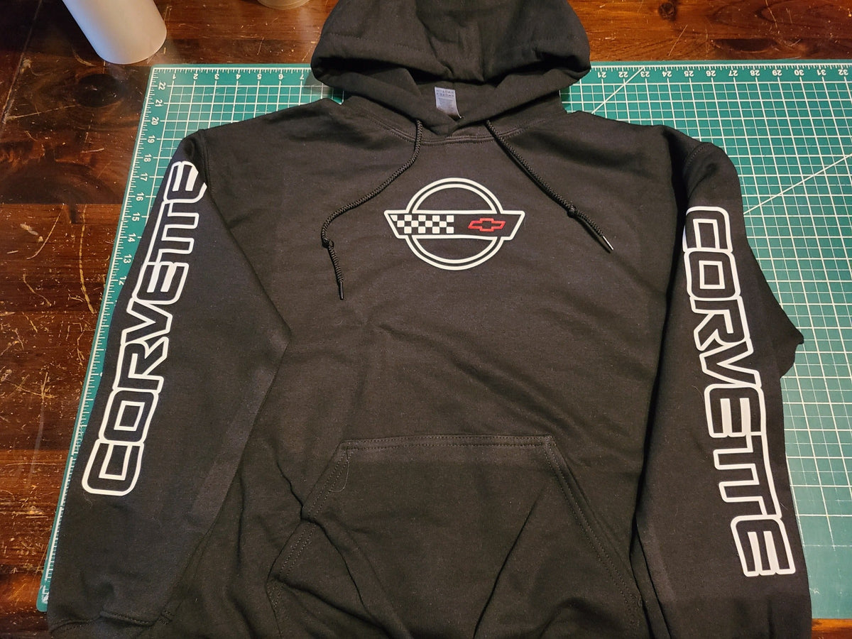 CORVETTE C4 HOODIE WITH SCRIPT ON SLEEVES AND LOGO ON FRONT 91-96