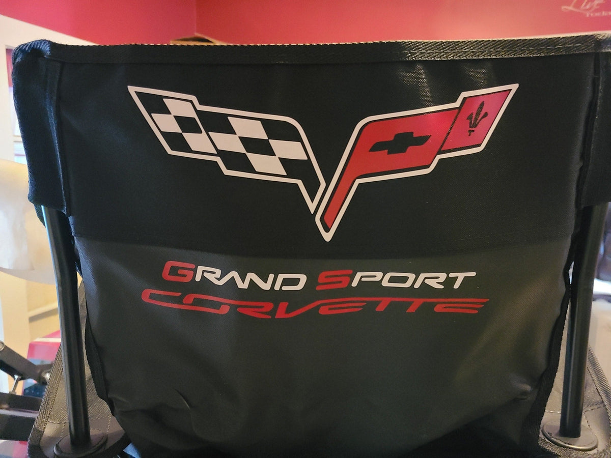 CORVETTE C6 CUSTOM CAR SHOW FOLDING CHAIR LOGO FRONT & BACK