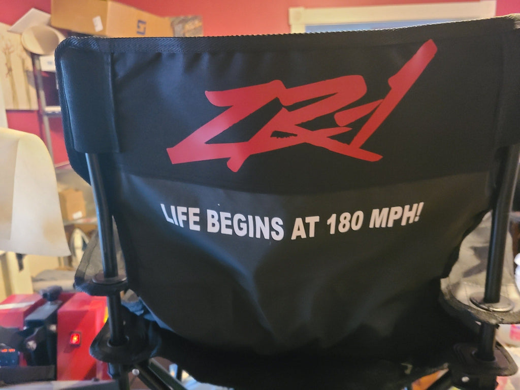ZR-1 CORVETTE C4 CUSTOM CAR SHOW FOLDING CHAIR LOGO FRONT AND BACK