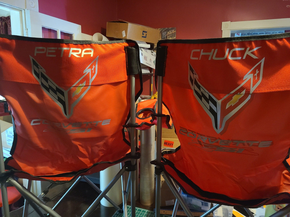 CORVETTE C8 FOLDING CUSTOM CAR SHOW CHAIR