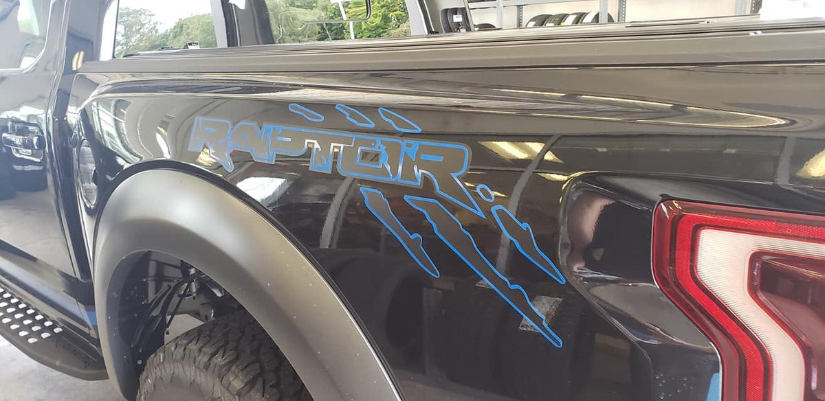 FORD RAPTOR BEDSIDE QUARTER PANEL DECAL SET OF 2 CHOOSE COLORS