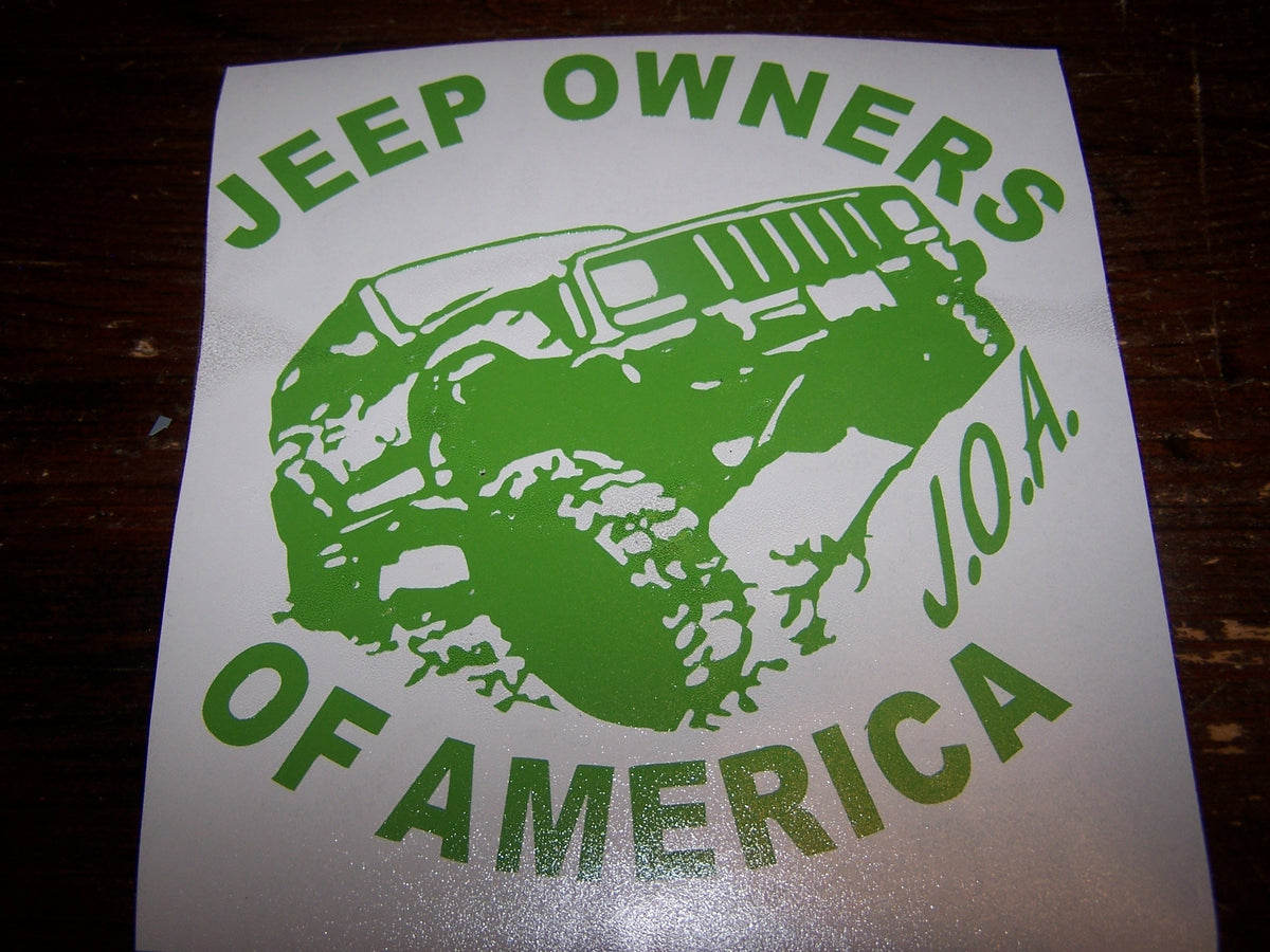 JEEP OWNERS OF AMERICA MEMBERS XJ VINYL DECAL STICKER