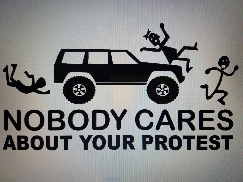 NOBODY CARES ABOUT YOUR PROTEST VINYL DECAL STICKER CHOOSE COLOR