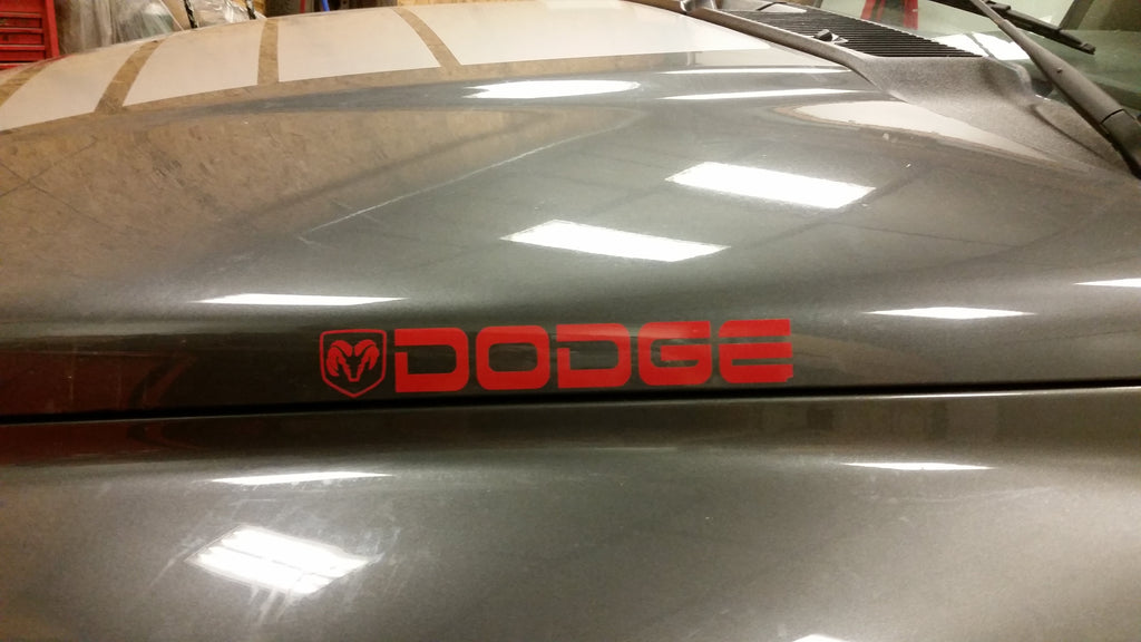 DODGE WITH RAM HEAD VINYL DECAL CHOOSE COLOR & SIZE