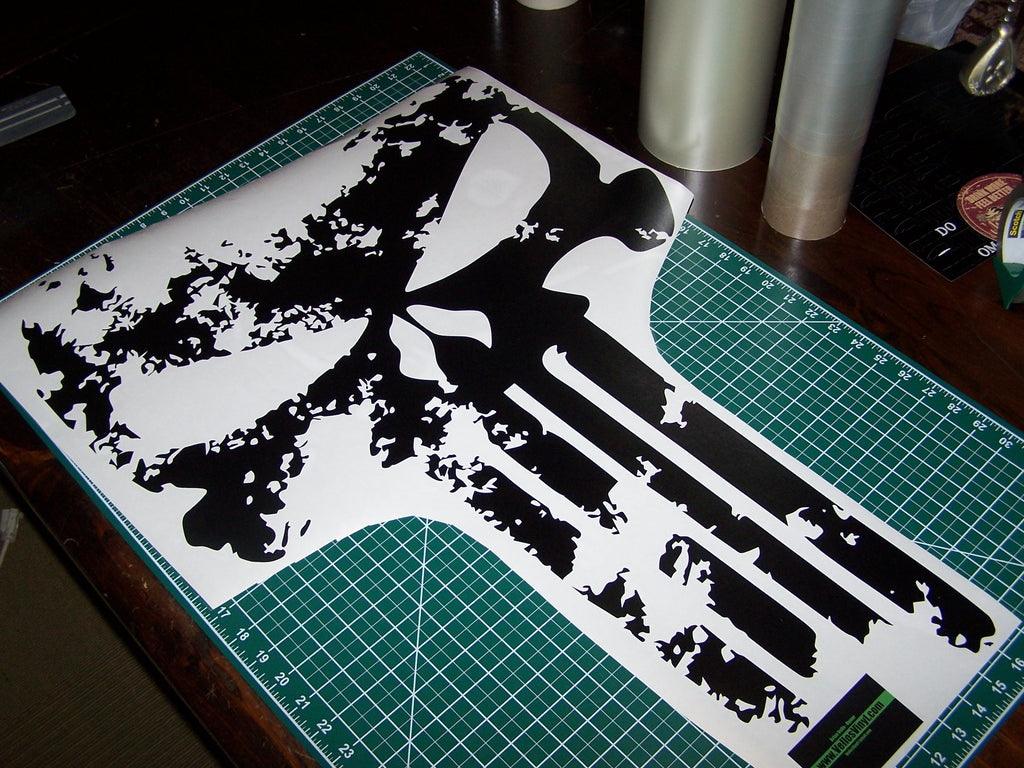 JEEP WRANGLER DISTRESSED PUNISHER SKULL HOOD DECAL JK TJ YJ CJ