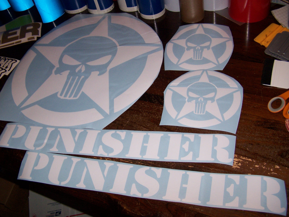 JEEP PUNISHER STAR VINYL DECAL STICKER SET FOR HOOD & FENDERS