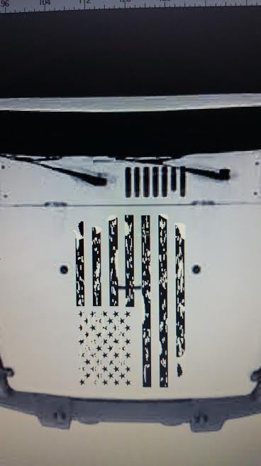 JEEP WRANGLER DISTRESSED AMERICAN FLAG HOOD DECAL JK TJ YJ CJ