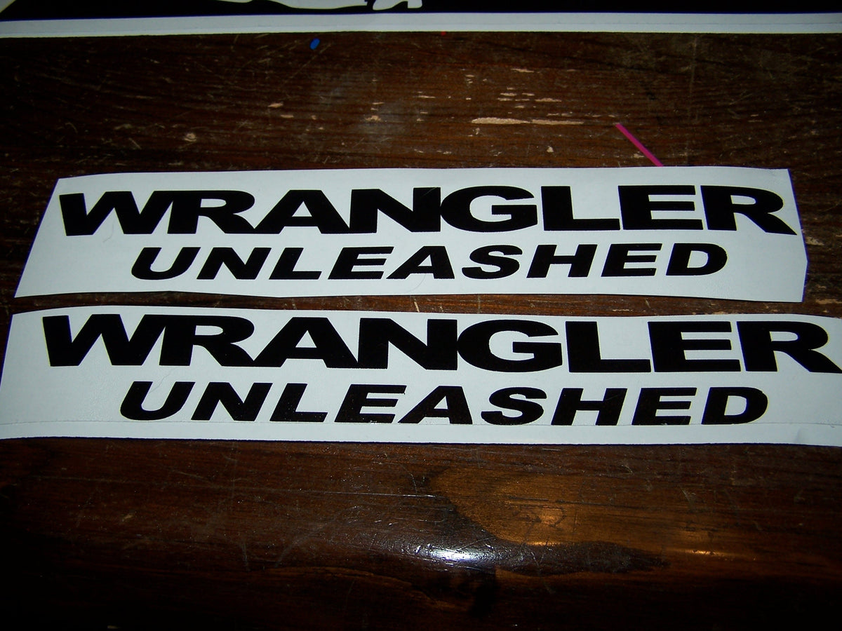 JEEP WRANGLER UNLEASHED FENDER DECALS VINYL STICKER SET OF 2