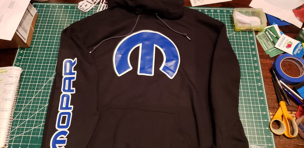 MOPAR HOODIE WITH SCRIPT ON SLEEVES AND LOGO ON FRONT
