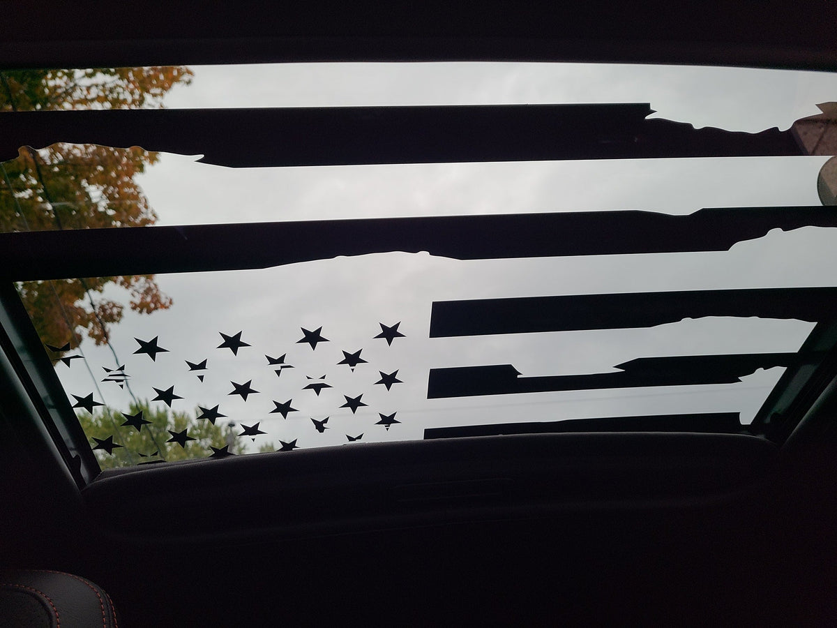 2016-UP CHEVROLET CAMARO SUNROOF DISTRESSED FLAG DECAL CHOOSE CO