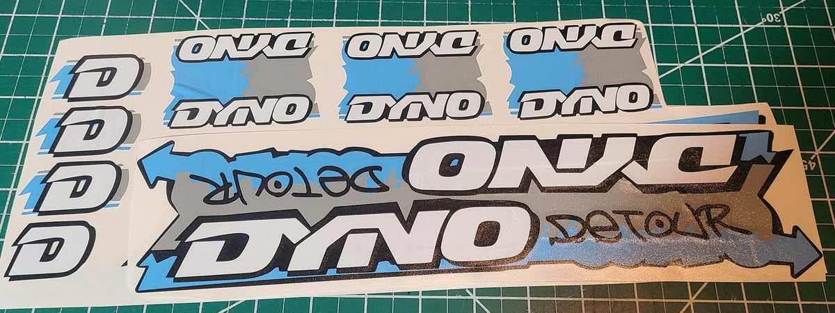 DYNO DETOUR DECAL SET 86 87 88 89 VINTAGE BMX GRAY & LIGHT BLUE