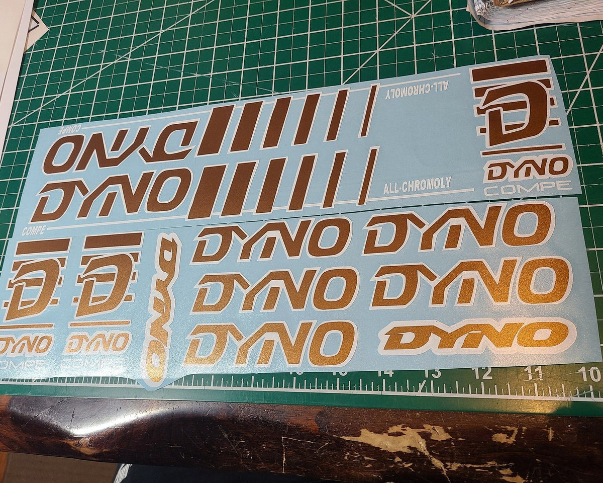 DYNO COMPE DECAL SET 86 87 88 89 VINTAGE BMX COPPER & WHITE