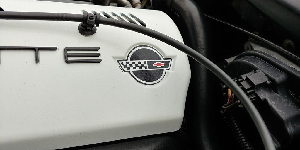 CORVETTE C4 EMBLEM DECAL FOR FUEL RAIL COVERS 1992-1996 SET OF 2