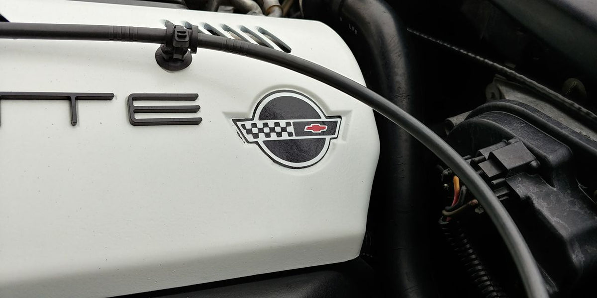 CORVETTE C4 EMBLEM DECAL FOR FUEL RAIL COVERS 1992-1996 SET OF 2