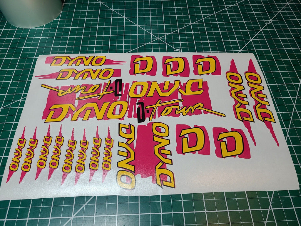 BMX DYNO D-TOUR HOT PINK DECAL SET 86 87 88