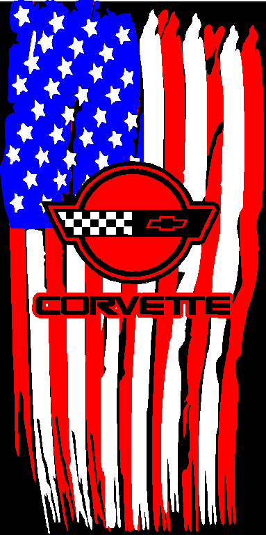 CORVETTE C4 AMERICAN FLAG UNDER HOOD DECAL