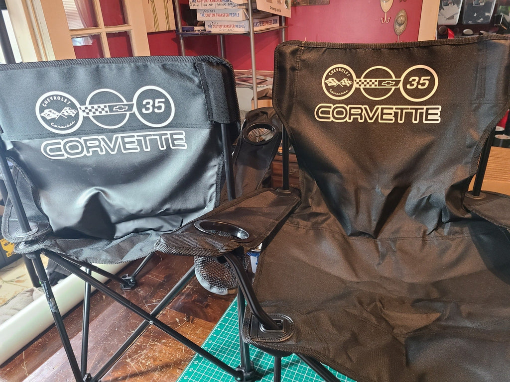 CORVETTE C4 CUSTOM CAR SHOW FOLDING CHAIR LOGO FRONT AND BACK