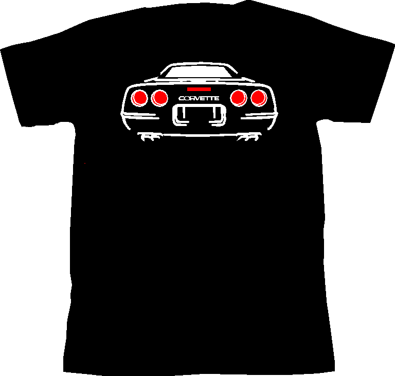 CORVETTE C4 SILHOUETTE T-SHIRT 86-90 CONVERTIBLE FRONT & BACK