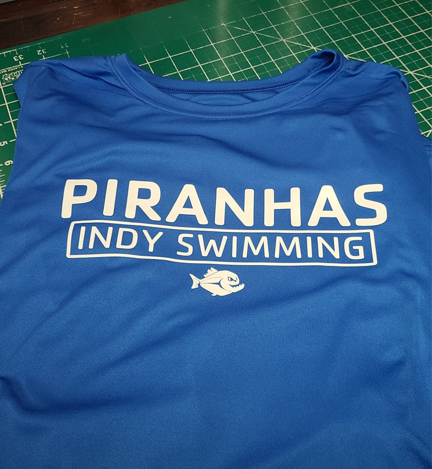 INDY SWIMMING SWIM TEAM T-SHIRT PIRANHAS LOGO