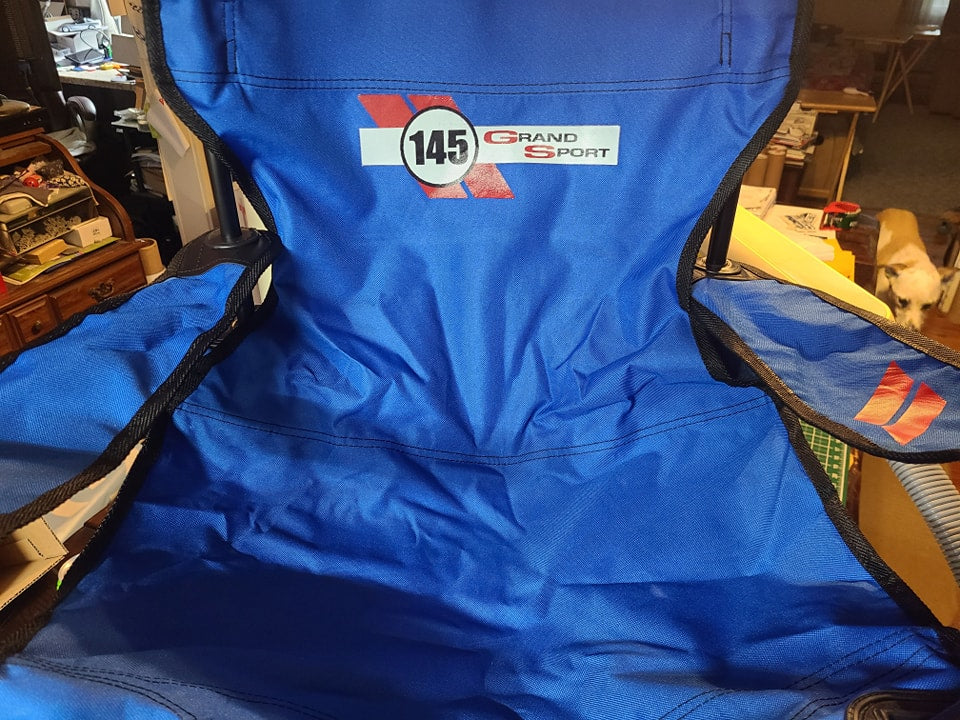1996 CORVETTE C4 GRAND SPORT CUSTOM CAR SHOW FOLDING CHAIR LOGO FRONT AND BACK