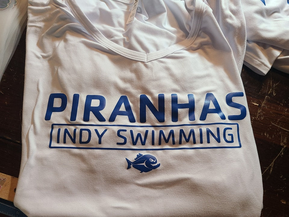 INDY SWIMMING SWIM TEAM T-SHIRT PIRANHAS LOGO