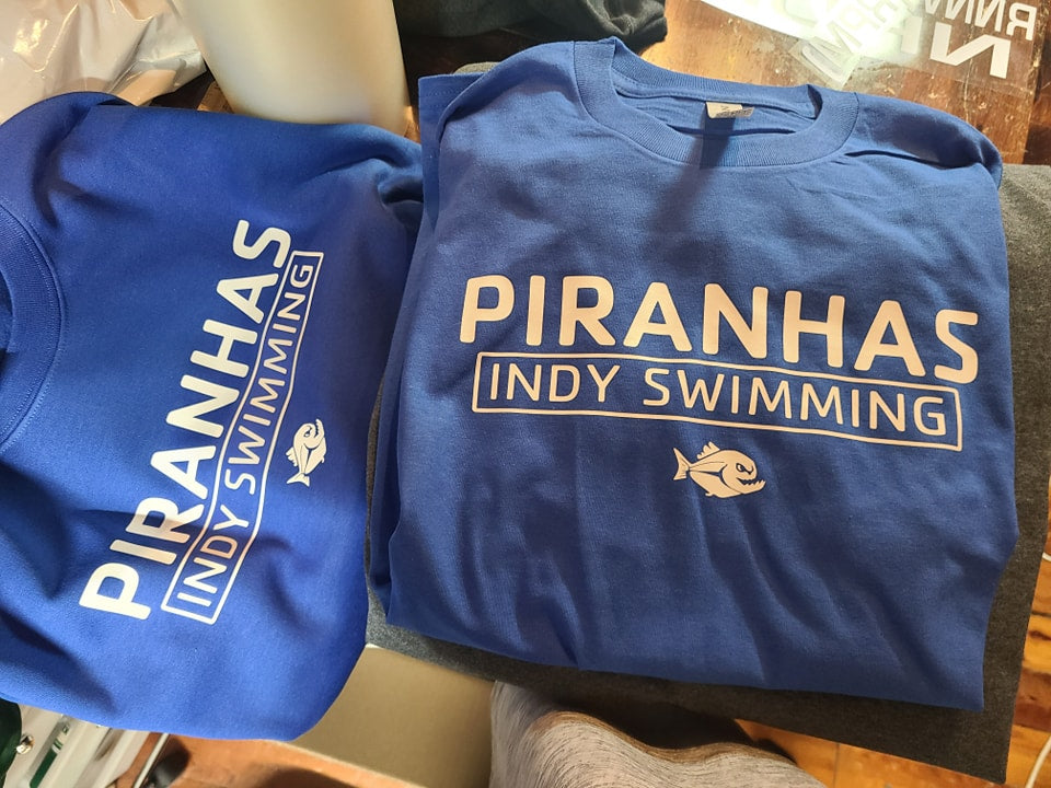 INDY SWIMMING SWIM TEAM T-SHIRT PIRANHAS LOGO