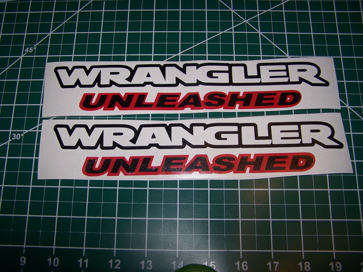 JEEP WRANGLER UNLEASHED FENDER VINYL DECALS JL JK CHOOSE COLOR