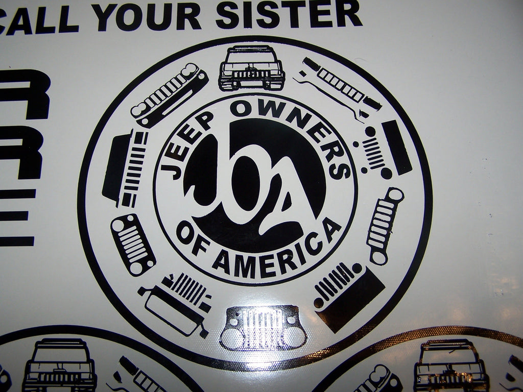 JEEP OWNERS OF AMERICA MEMBERS VINYL DECAL STICKER