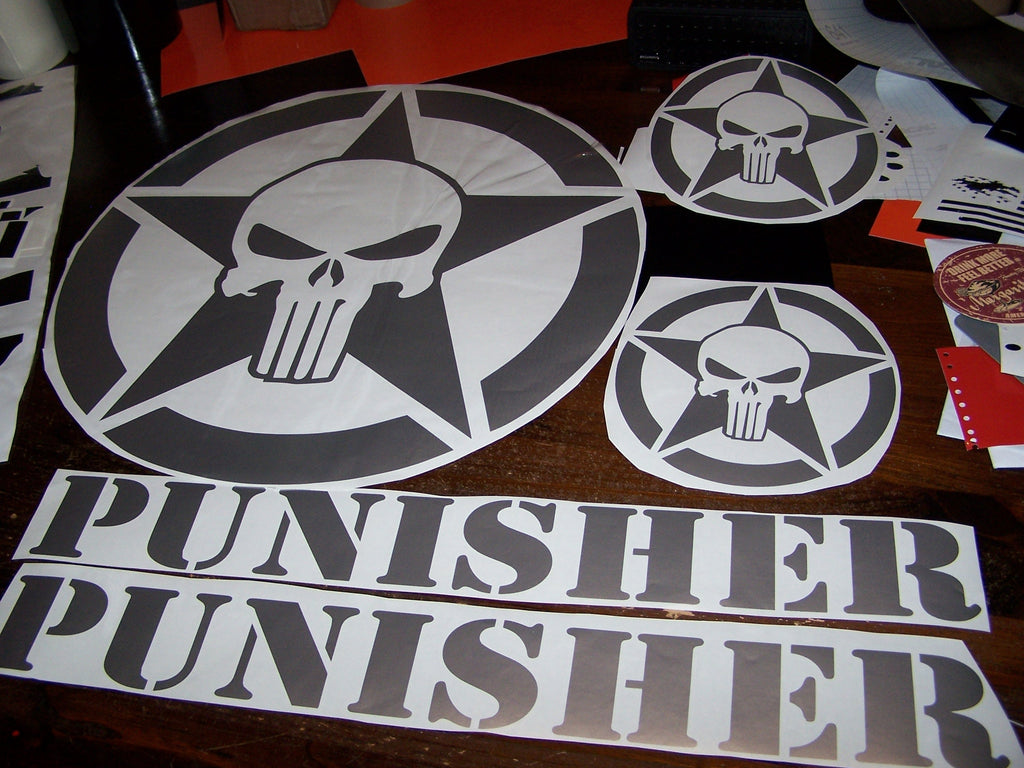 JEEP PUNISHER STAR VINYL DECAL STICKER SET FOR HOOD & FENDERS