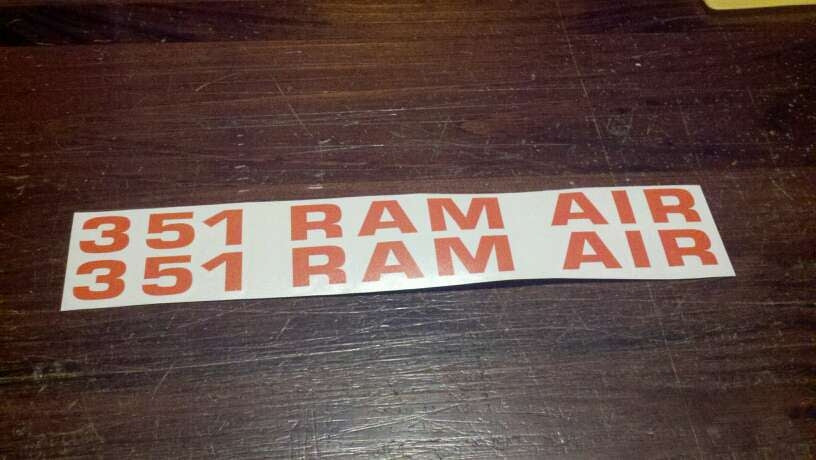 351 RAM AIR HOOD VINYL DECAL STICKER SET FOR 1971-73 MUSTANG